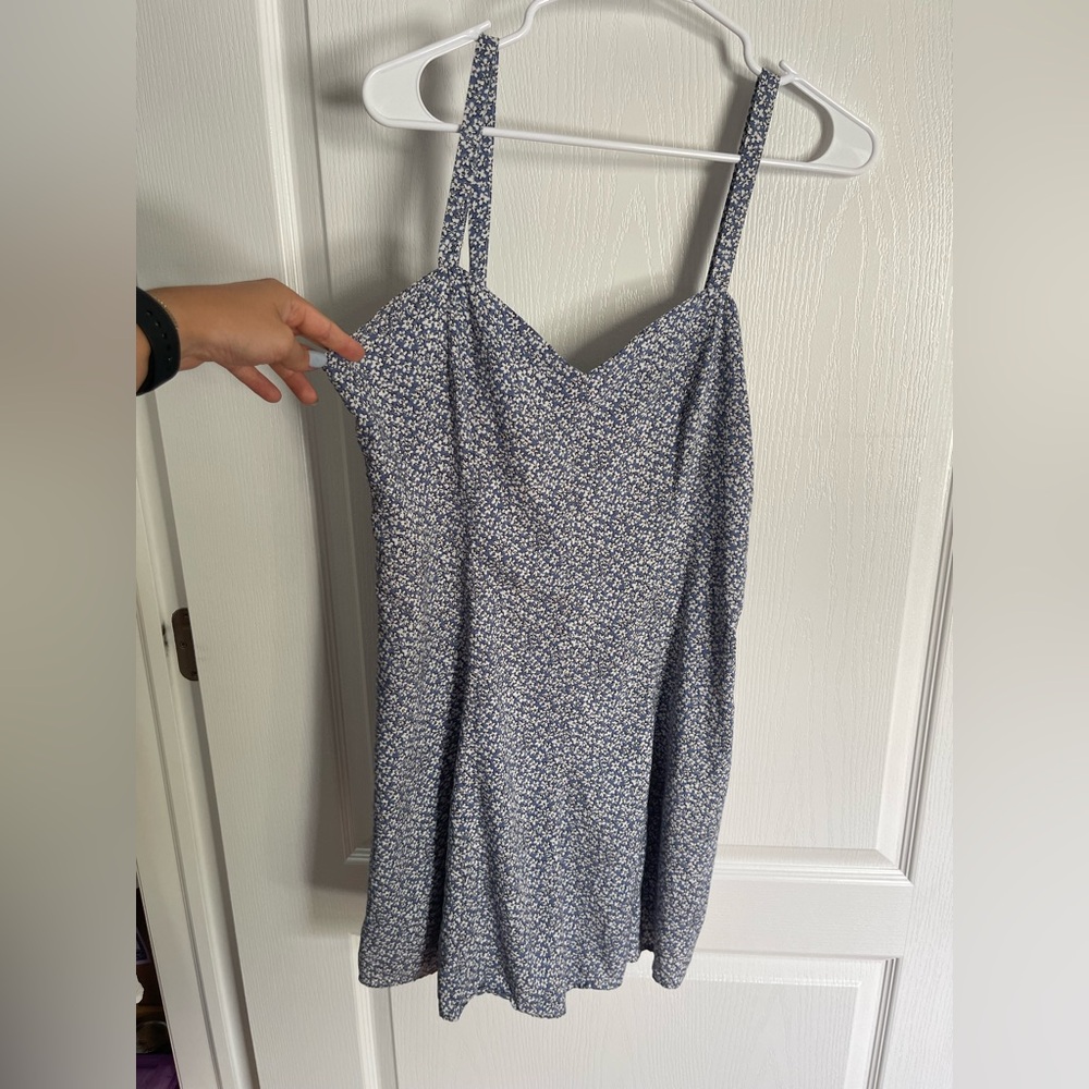 Blue Floral Spaghetti Strap Dress/Romper